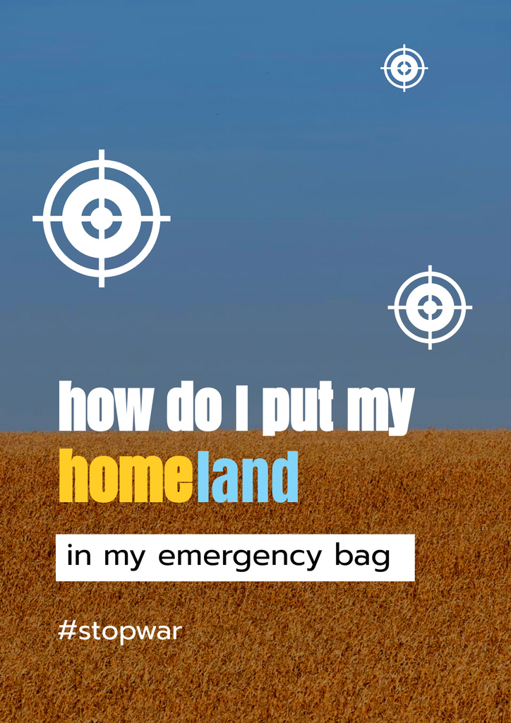 Designvorlage How Do I put my Homeland in Emergency Bag on Ukrainian flag für Poster