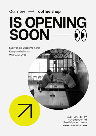 Coffee Shop Opening Announcement Poster Design Template