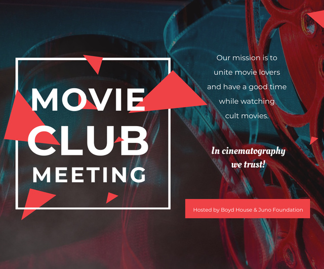 Movie Club Invitation with Vintage Film Projector Large Rectangle Πρότυπο σχεδίασης