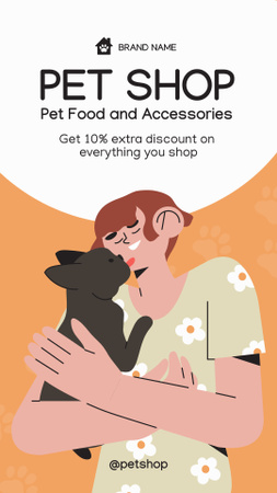 Kisállat bolt hirdetése embert tartó kutyával Instagram Story tervezősablon