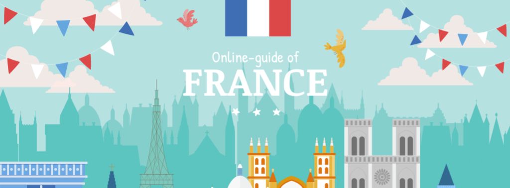 Template di design France famous travelling spots Facebook cover