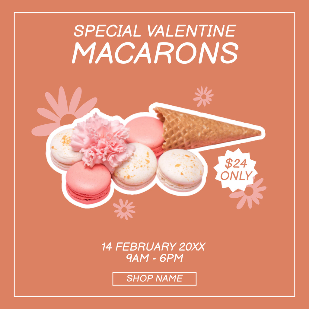 Valentine's Day Macaroon Special Discount Instagram ADデザインテンプレート