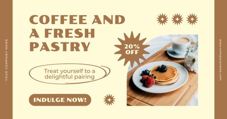 Yummy Pastry And Coffee With Discounts Offer In Shop Facebook AD Design Template