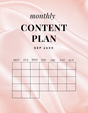 Template di design Pianificazione mensile dei contenuti in rosa Notepad 8.5x11in