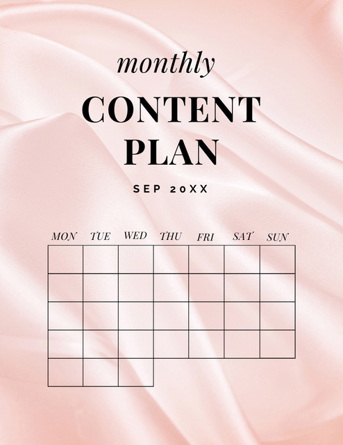 Szablon projektu Monthly Content Planning in Pink Notepad 8.5x11in