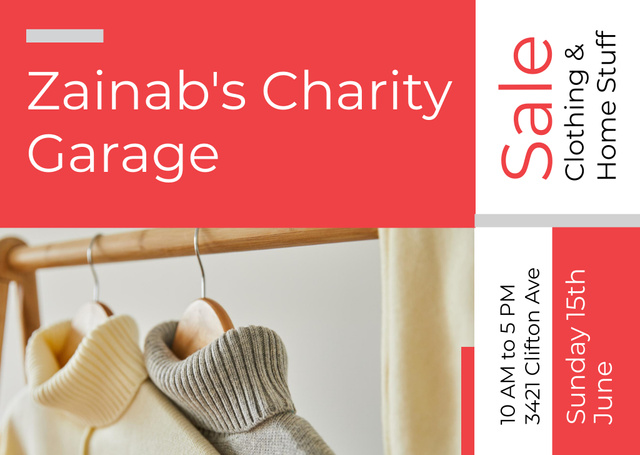 Charity Garage Sale Offer Card Modelo de Design