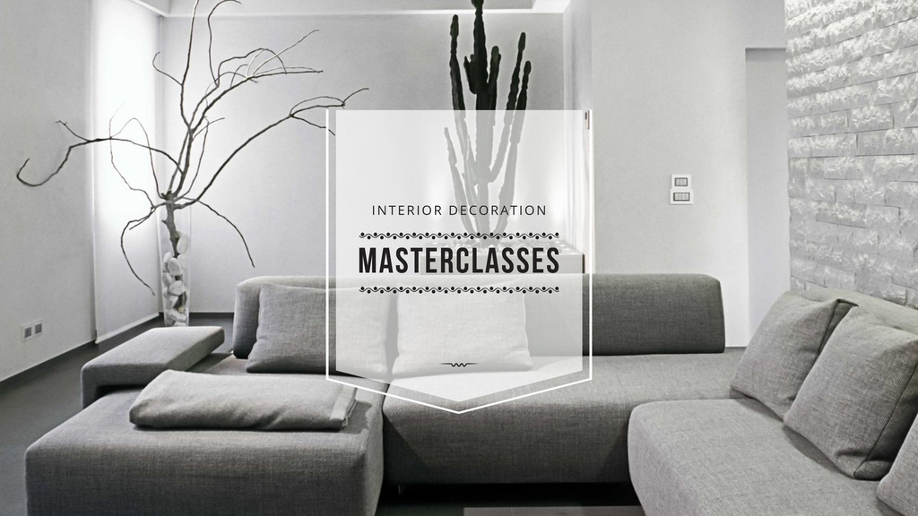 Interior Decoration Event Announcement with Sofa in Grey Youtube – шаблон для дизайну