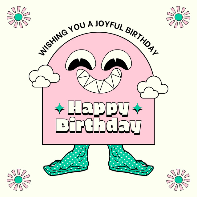 Wish You a Joyful Birthday LinkedIn postデザインテンプレート