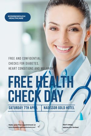 Plantilla de diseño de Free health check offer with smiling Doctor Tumblr 
