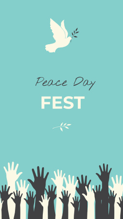 Modèle de visuel annonce du festival de la journée de la paix avec white dove - Instagram Story