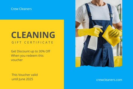 Discount Voucher for Cleaning Services Gift Certificate Tasarım Şablonu