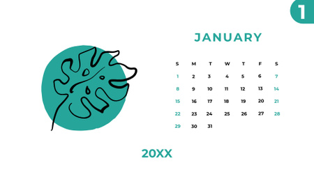 Ontwerpsjabloon van Calendar van Illustraties van plantenbladeren