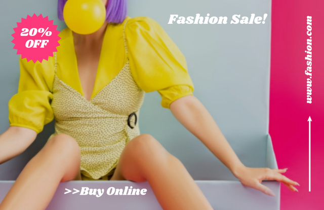 Fashion Sale Announcement with Young Fancy Woman Flyer 5.5x8.5in Horizontal Design Template