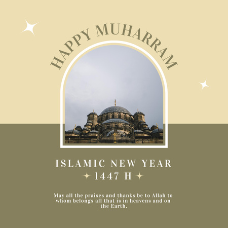 Islamic Mosque for Happy New Year Greeting Instagram Design Template