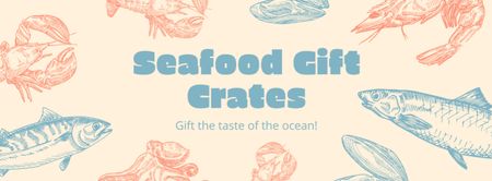 Designvorlage Fischmarktanzeige mit Angebot an Meeresfrüchten für Facebook cover