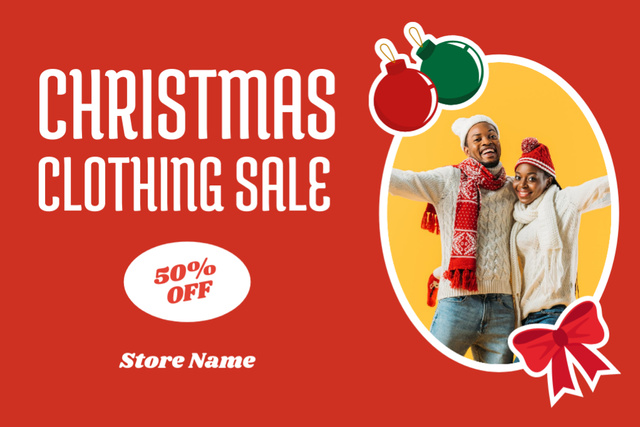 Trendy Christmas Clothes Sale Offer Flyer 4x6in Horizontal Design Template