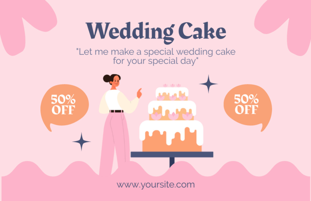 Wedding Cakes to Order Thank You Card 5.5x8.5in Design Template