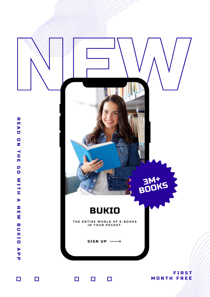 Ad of New App with Books Poster B2 Modelo de Design