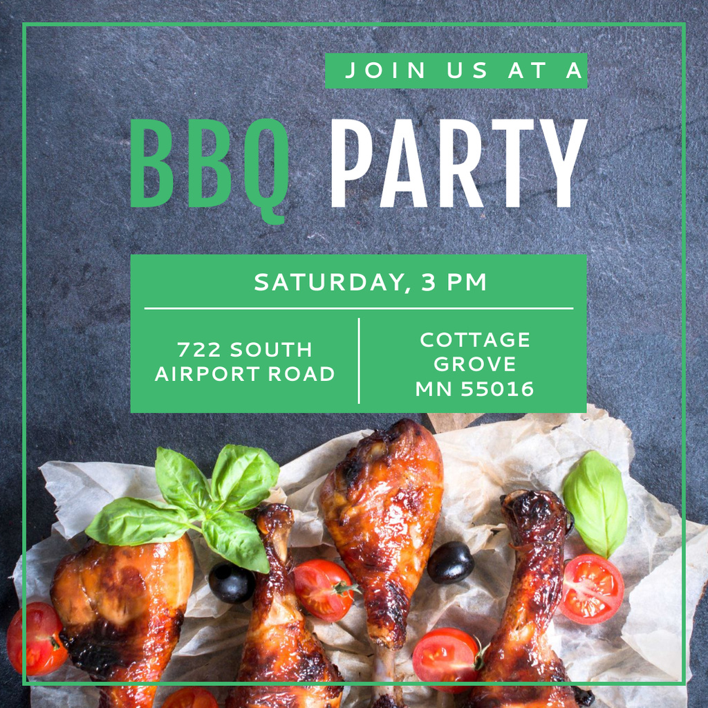 Template di design Exciting BBQ Party With Chicken Thighs And Tomatoes Instagram