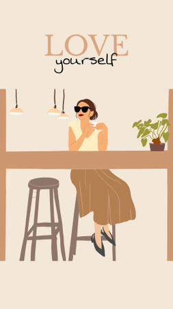 Girl Power Inspiration with Illustration of Stylish Woman Instagram Story Design Template