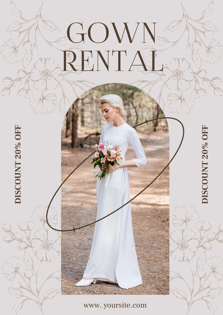 Bridal Dress Rental Shop Ad Poster Tasarım Şablonu