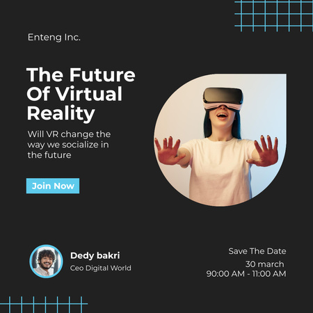 Young Woman Wearing Virtual Reality Glasses Instagramデザインテンプレート