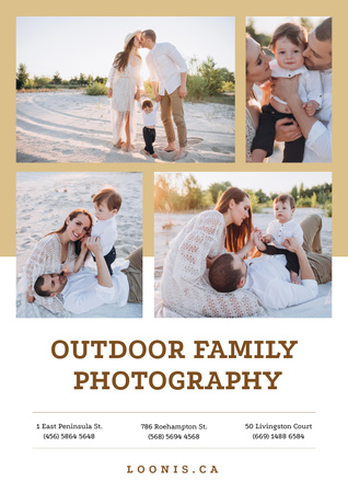 Template di design Collage con offerta fotografica con famiglia felice Poster