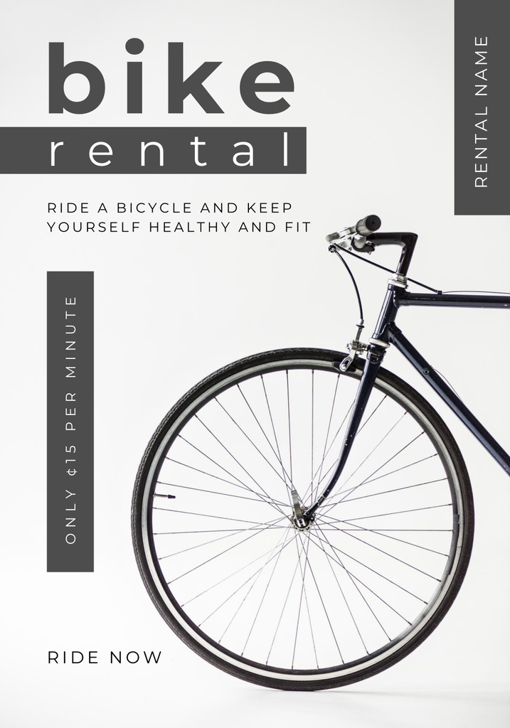 Stunning Bicycle Rental Service In White Poster 28x40in – шаблон для дизайну