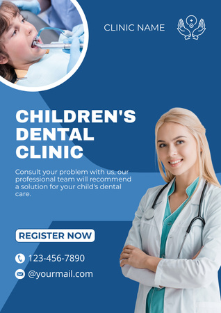 Ad of Dental Clinic for Children Poster – шаблон для дизайну