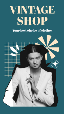 Platilla de diseño Pre-owned clothes vintage shop blue Instagram Video Story
