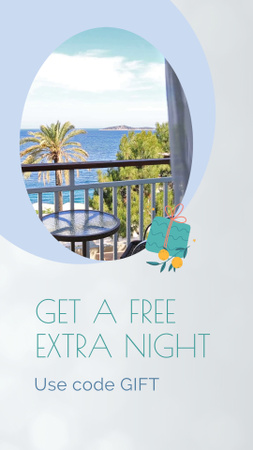 Plantilla de diseño de Noche extra en el hotel como oferta de regalo con Seaside Instagram Video Story 