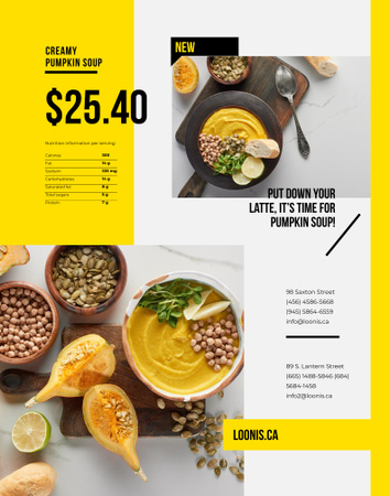Рецепт сливочного супа из тыквы Poster 22x28in – шаблон для дизайна