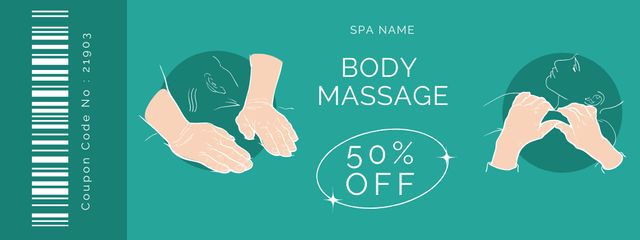 Body Massage Services Illustration Coupon Πρότυπο σχεδίασης