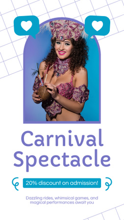 Plantilla de diseño de Impresionante espectáculo de carnaval con descuento en la entrada Instagram Story 