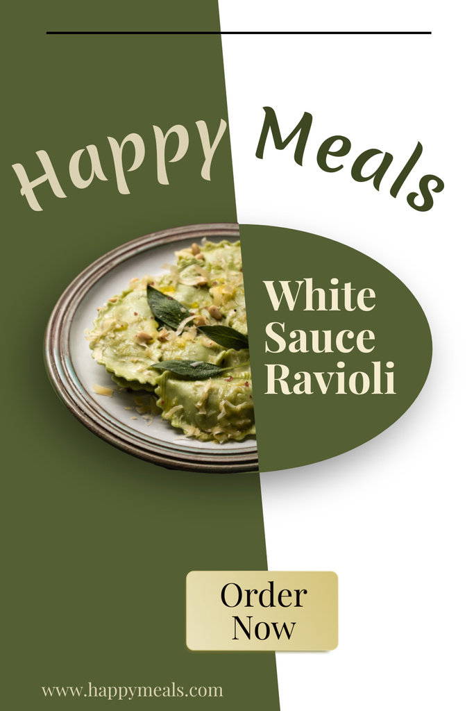 Designvorlage Order Tasty White Sauce Ravioli für Pinterest