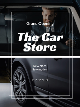 Car store grand opening announcement Poster 36x48in Design Template