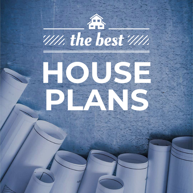Modèle de visuel Best house plans with Blueprints - Instagram