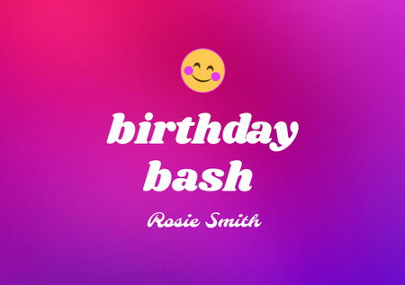 Designvorlage Birthday Party Announcement on Bright Purple für Flyer A5 Horizontal