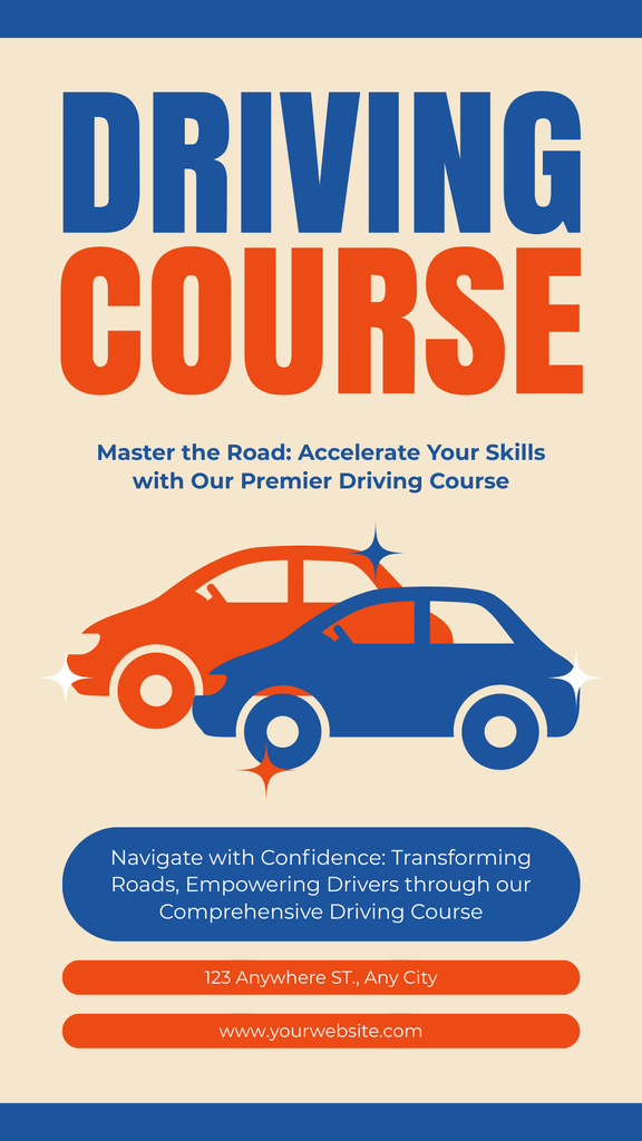 Comprehensive Auto Driving Course Offer With Slogan In Yellow Instagram Story Πρότυπο σχεδίασης