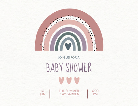 Baby Shower Announcement With Rainbow Invitation 13.9x10.7cm Horizontal Design Template