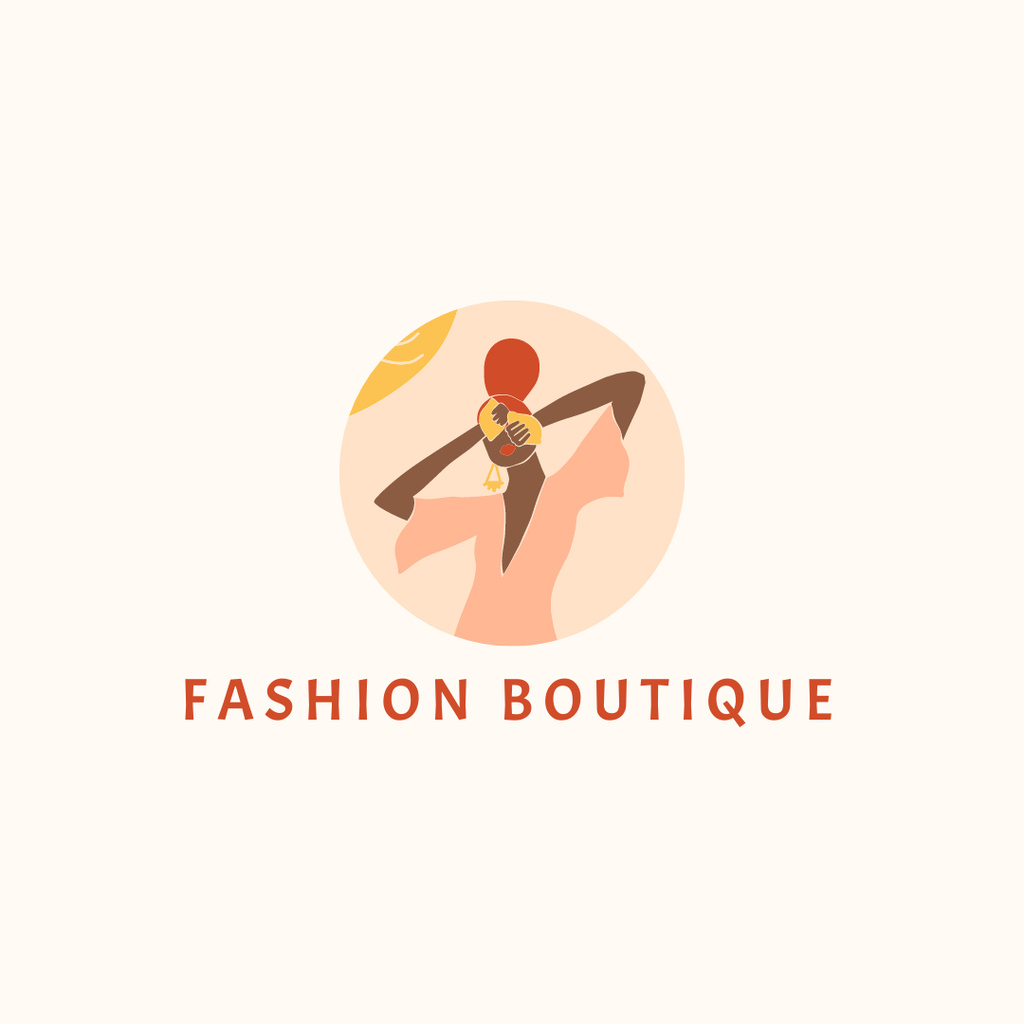 Fashion Boutique Ad with Illustration of Women Logo 1080x1080pxデザインテンプレート