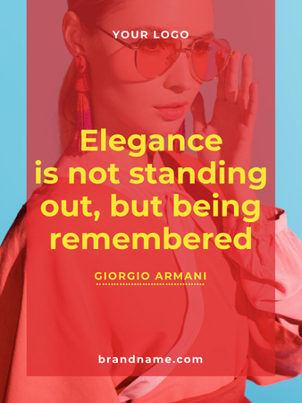 Elegance quote with Young attractive Woman Poster US Modelo de Design
