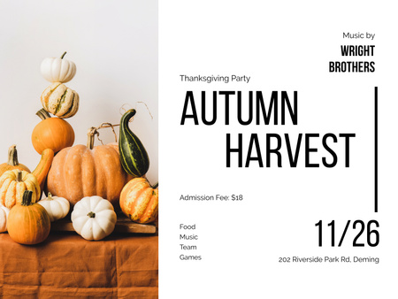 Platilla de diseño Autumn Festival Announcement with Pumpkin in Hand Poster 18x24in Horizontal