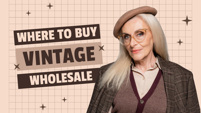 Retro senior lady for vintage sale Youtube Thumbnail tervezősablon