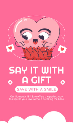 Gift Sale Offer Due Valentine's Day With Pink Heart Instagram Video Story Design Template