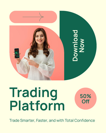 Designvorlage Laden Sie die Kryptowährungs-Handelsplattform mit Rabatt herunter für Instagram Post Vertical