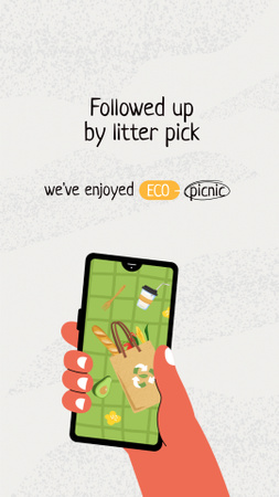 Platilla de diseño No Waste Concept with Groceries in Eco Bag Instagram Story