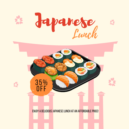 Japon Öğle Yemeği Menüsü Teklifi Instagram Tasarım Şablonu