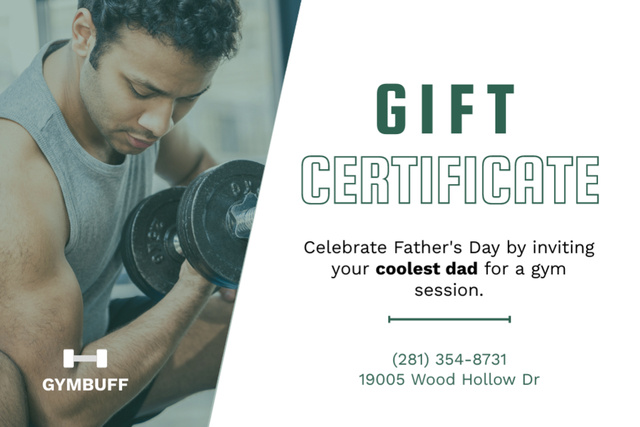 Plantilla de diseño de Gym Gift Certificate for Father's Day Gift Certificate 