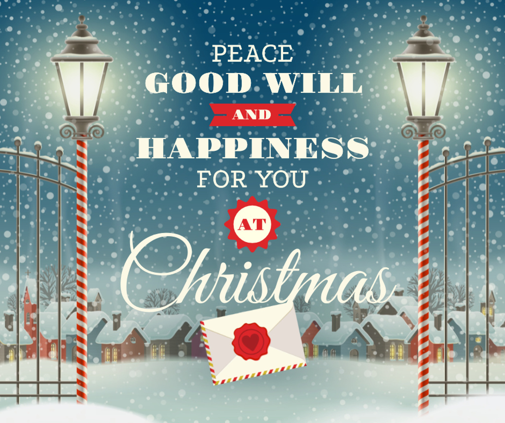 Template di design Merry Christmas letter in winter Facebook